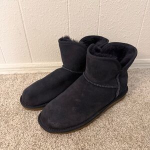 Navy blue suede boots